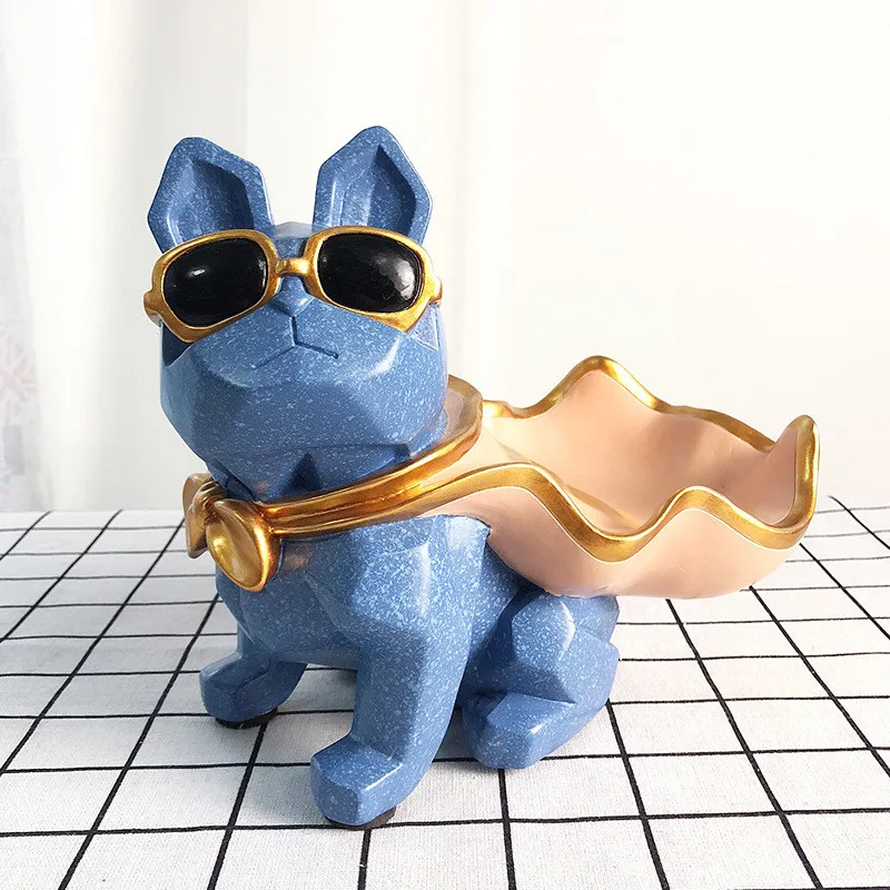 

Cute Dog Mini Home Decor Tabletop Figurines French Bulldog Statues Resin Animal Crafts Storage for Keys Christmas Gifts R5340