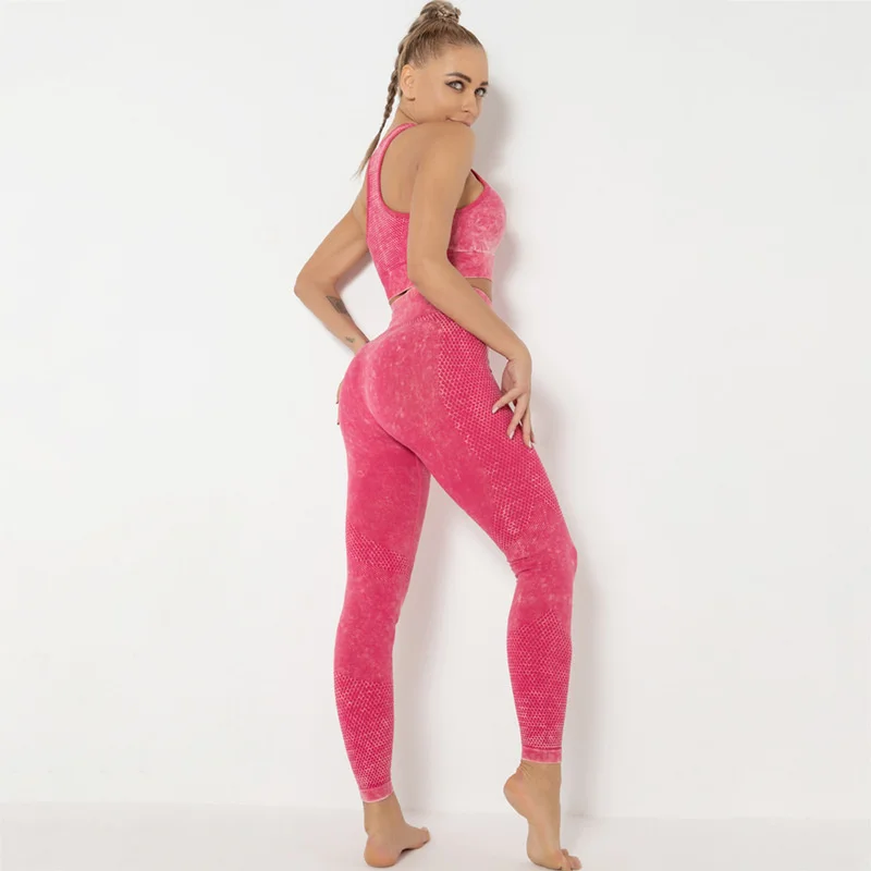 

Yoga suit female 2021 new yoga fitness suit seamless suit female honeycomb Yoga Fitness suit female