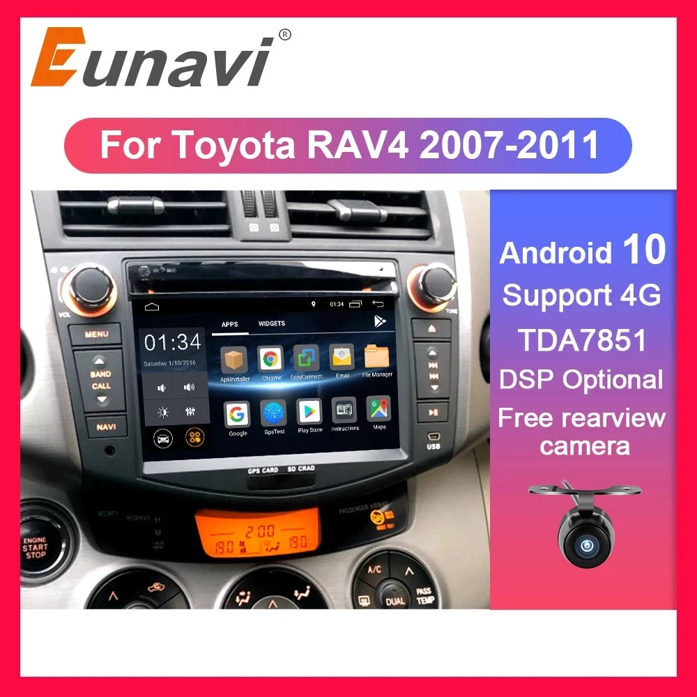 Автомагнитола Eunavi 2 din Android 10 TDA7851 dvd мультимедиа для Toyota RAV4 Rav 4 2007 2008 2009 2010 2011