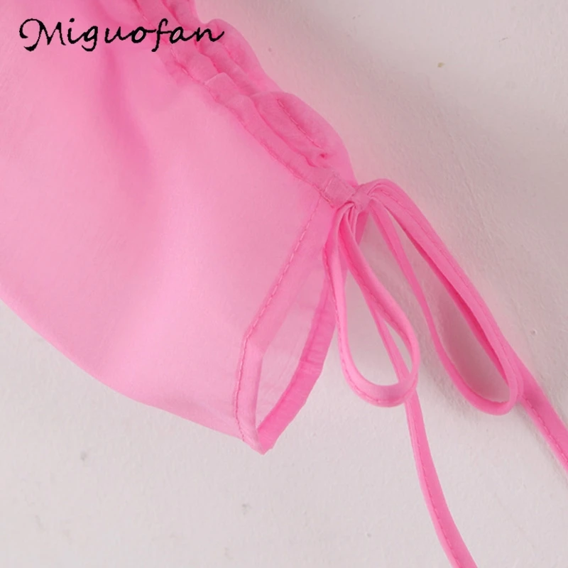 Miguofan женская блузка рубашка блуза из органзы шикарная пышная повязка длинный