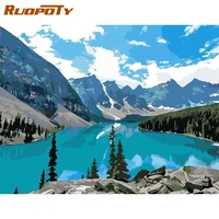ruopoty 60x75cm frame blue river and mountain landscape oil picture by numbers kit handmade on canvas home wall artwork