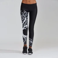 womens yoga fitness pants digital branch print hips high waist sports leggings