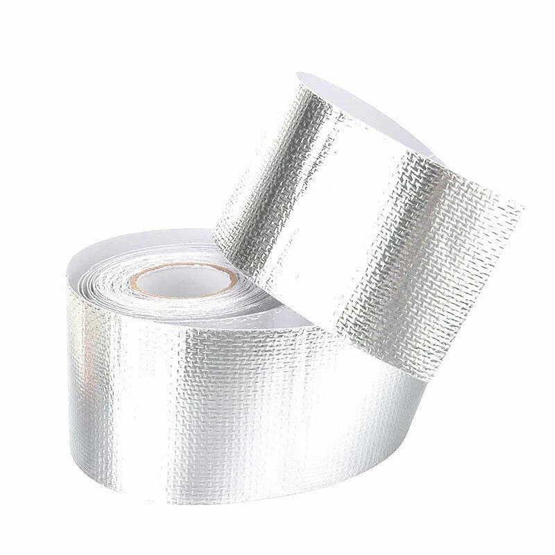 

7pcs 1x Exhaust Pipe Insulation Tape 6x Zip Ties Manifolds Titanium Heat Wrap Aluminum Foil Tape Thermal Wrap Silver 5M*5cm