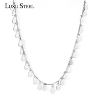 luxusteel stainless steel oval pendant necklace collars accessories christmas jewelry women silver color chains necklace party