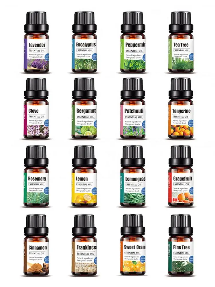 

Pure Essential Oils 16pcs Gift Set Natural Plant Aroma Essential Oil Diffuser Eucalyptus Vanilla Mint Lavender Rose Tea Tree Oil