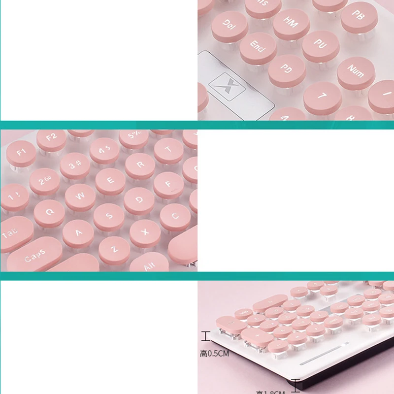 

2020 Steam Punk Wired Keyboard and Mouse Office Home Gaming Computer Accessories 1600dpi USB Mouse Pink Keyboard with Backlit