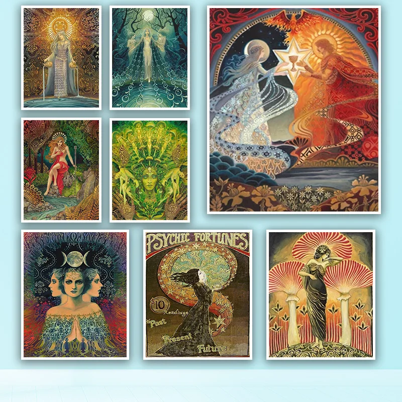 

Snake Charmer Art Card Pagan Mythology Psychedelic Bohemian Gypsy Goddess Wall Art Print And Poster Canvas Painting Home Decor