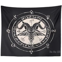 Occult By Ho Me Lili Tapestry Goat Head Pentagram Gothic Devil Baphomet Wall Hanging