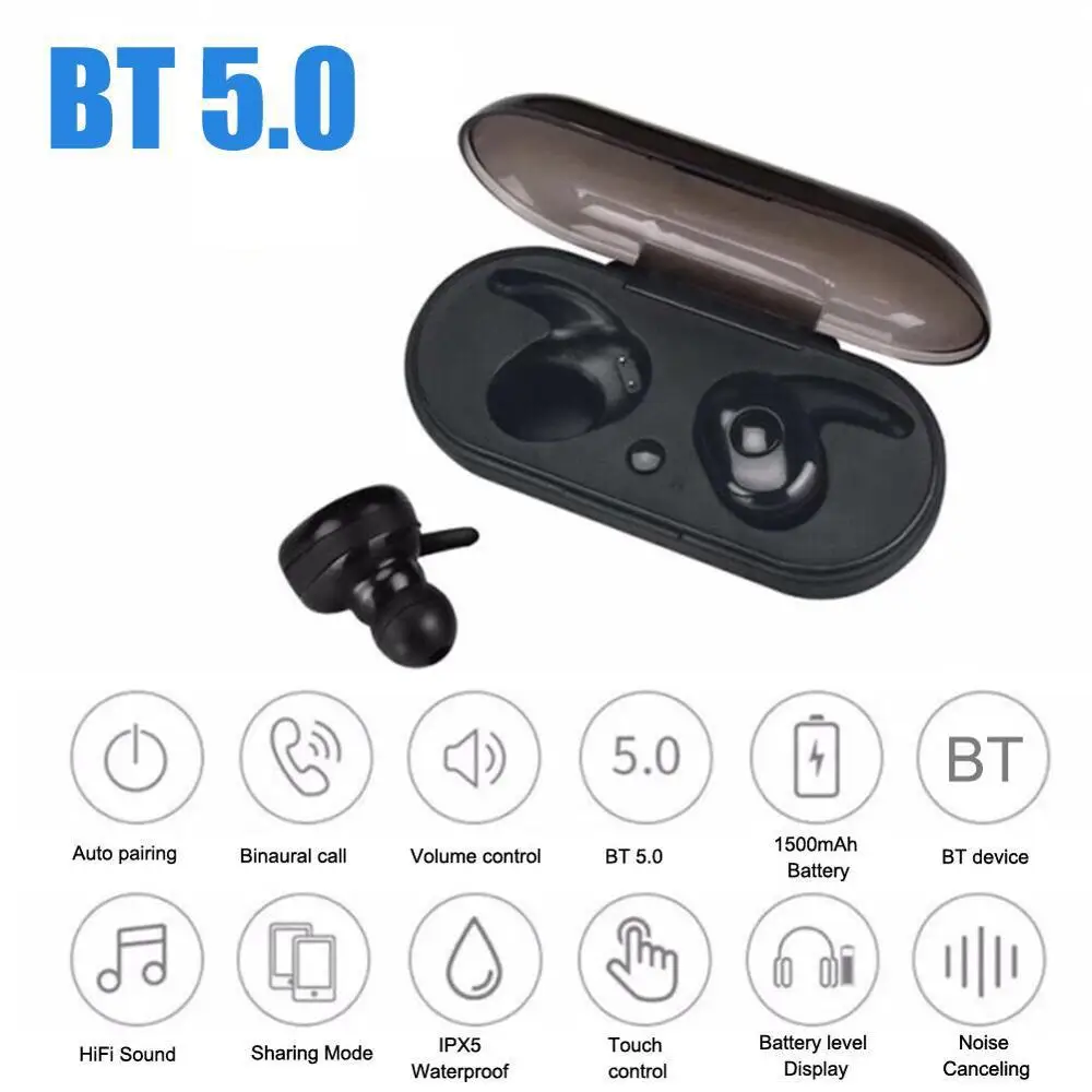 Новые наушники-вкладыши TWS с беспроводной bluetooth5.0 наушники зарядный чехол 6D Шум