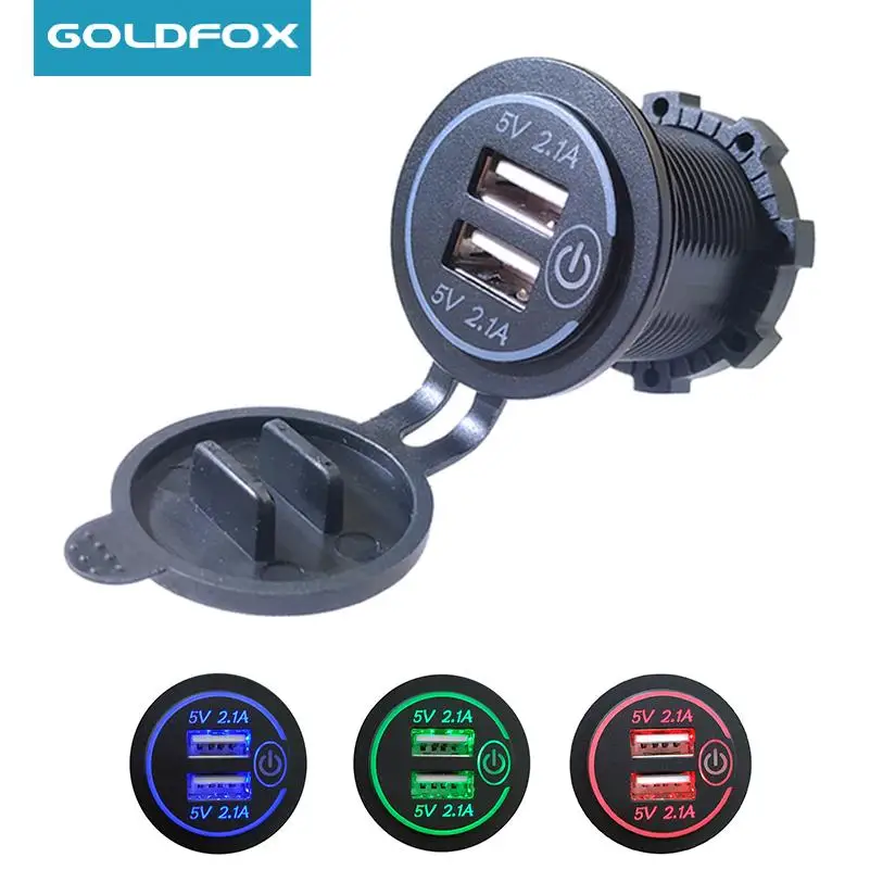 

4.2A Dual USB Car Charger Waterproof Car Cigarette Lighter Socket Universal Fast Charge Adapter for Smartphone Car Boat Marine