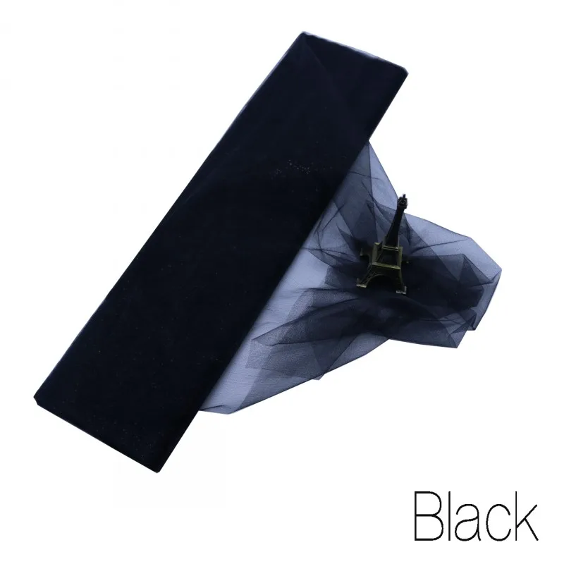 Black 10 м/рулон, 48 см, тюль, рулон, ткань, катушка, пачка, прозрачная органза, тюль для дома, свадебное украшение, для детского душа, сделай сам, рубашка, ремесло - Цвет: Black