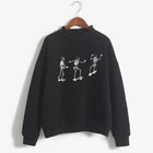 Женский свитшот y2k Kawaii, пуловер с рисунком скелета, повседневный флисовый водолазка, креативный Топ, толстовки в стиле Харадзюку