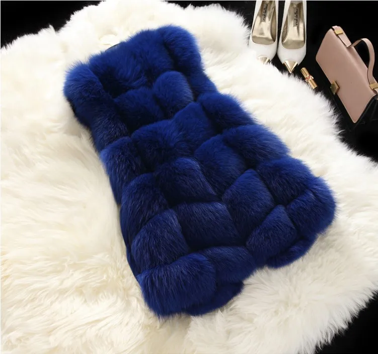 

Hot Sell Luxury High Imitation Women Faux Fur Vest Long Coat Winter Woman Warm Thick Splice Jackets Female Waistcoat Outwear