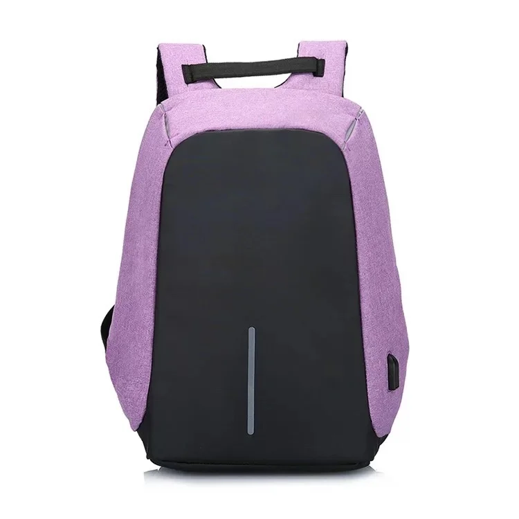 Purple Противоугонная сумка, мужской рюкзак для ноутбука, рюкзак для путешествий, Женский вместительный бизнес рюкзак с зарядкой через USB для колледжа, студентов, школы, сумки через плечо - Цвет: Purple