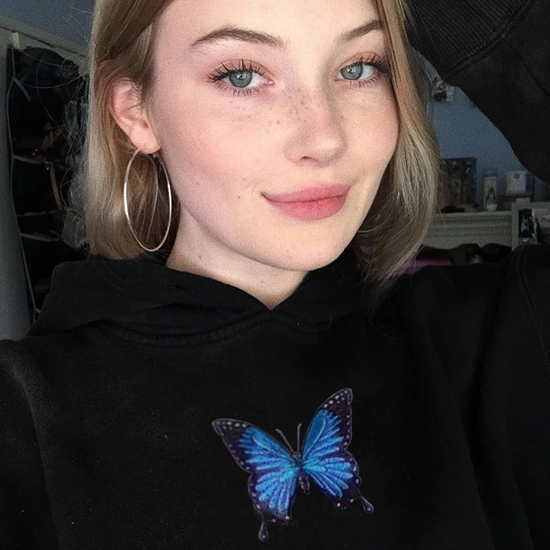 

YICIYA 2020 Winter Butterfly Print White Black Oversized Sweatshirt Women Harajuku Casual Long Sleeve Pullovers Ladie SweatShirt