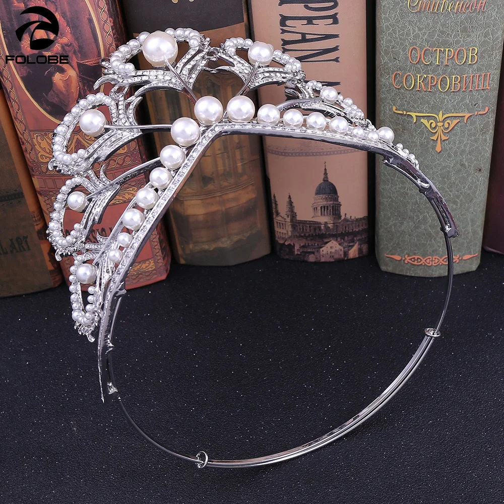 Peacock feather crown bride wedding accessories headwear evening prom party with pearls H1159 | Свадьбы и торжества