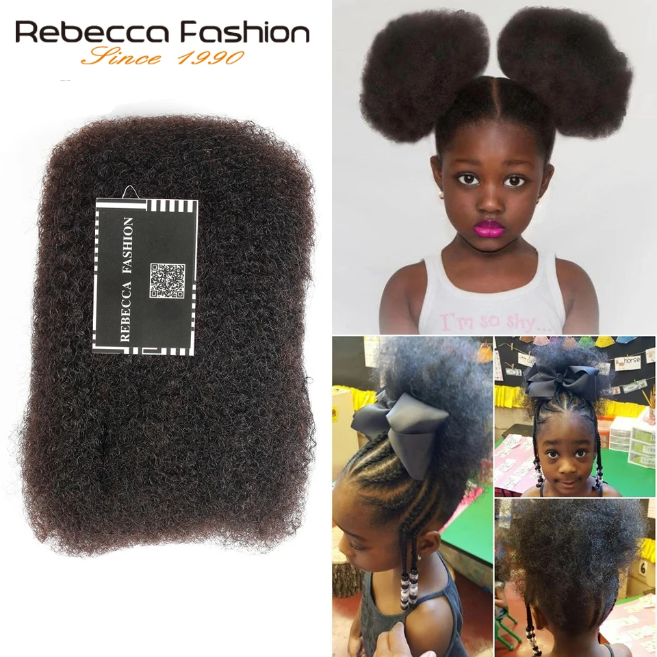 

Rebecca Monogolian Remy Afro kinky Curly Bulk Human Hair For Braiding 1 Bundle 50g/pc Natural Color #2 #4 #30 #99j Braids Hair