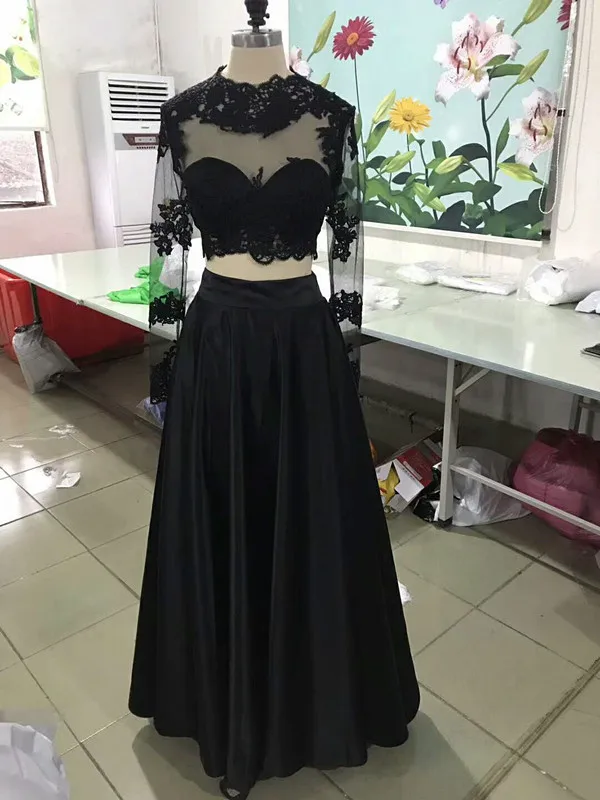 

Реальное изображение, атласные трапециевидные платья для выпускного вечера с круглым вырезом и аппликацией, прозрачные вечерние недорогие...