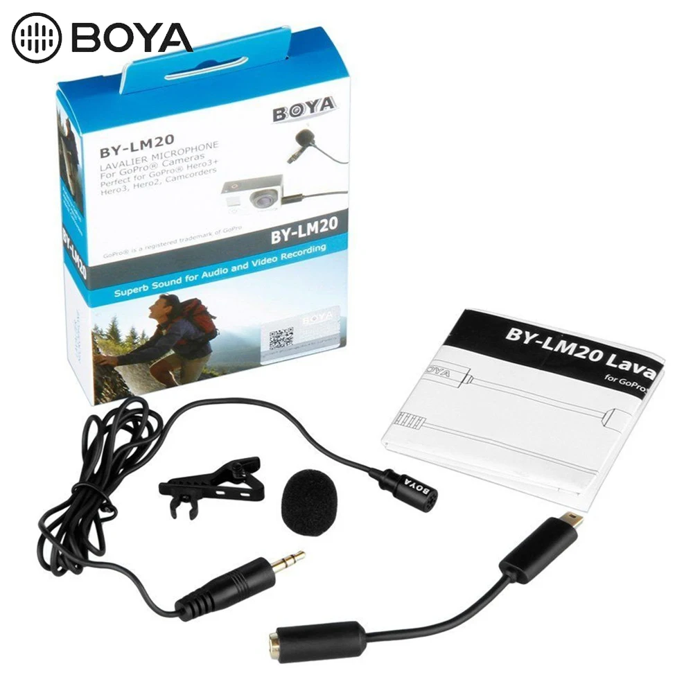BOYA BY LM20 Pro 3 5 мм Клип Спорт Externe Microfoon всенаправленный зажим микрофон мини USB Voor GoPro
