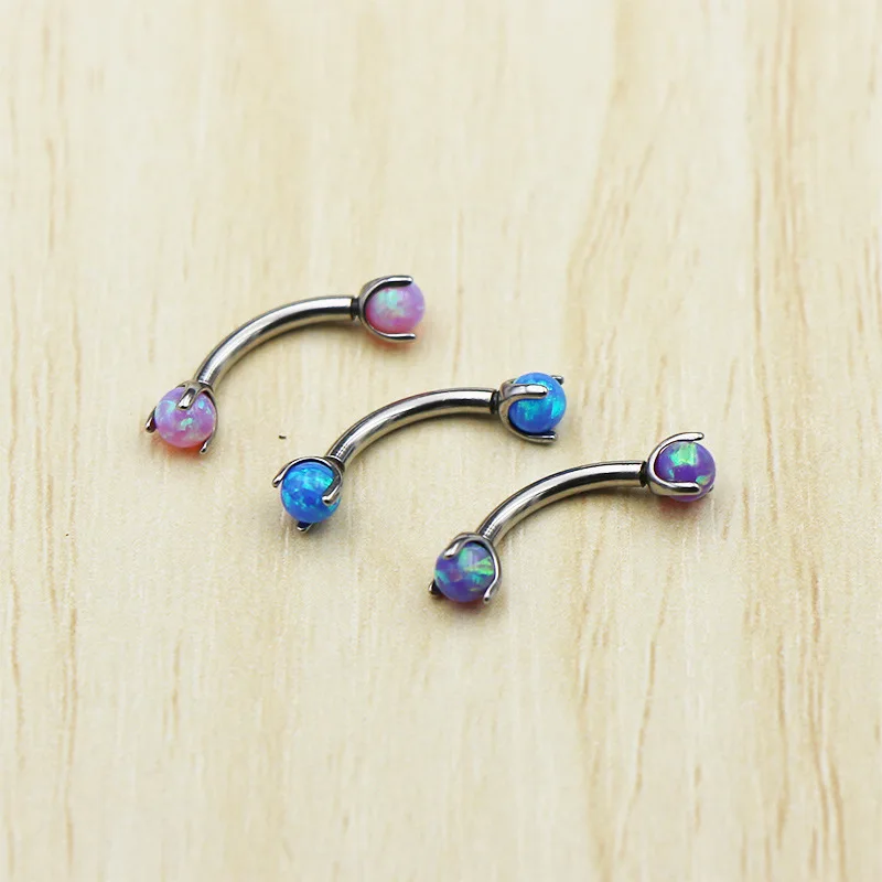 

50pcs 14G Opal Eyebrow Curved Barbell Studs Wholesale Opal Helix Tragus Cartilage Conch Monroe Piercing Bar Rings Body Jewelry