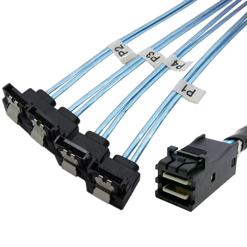 

HOT-HD Mini SAS SFF-8643 Host to 4X SATA 90 Degrees Target Angle Hard Disk Data Cable for Hard Drive