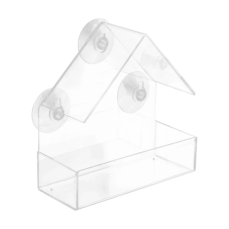 

Bird Feeder Acrylic Transparent Window Viewing Bird Feeders Tray Birdhouse Pet Water Feeder Suction Cup Mount House Type Feeder