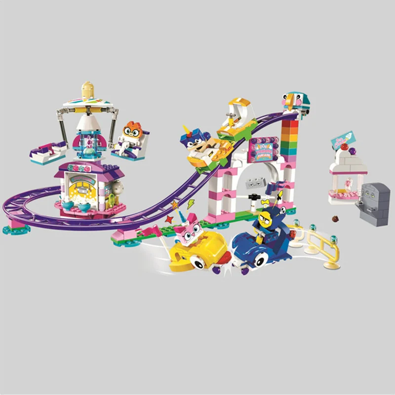 

NEW Big Movie Cartoon Unikitty Cat Unikingdom Fairground Fun Box Building Block Bricks Kits Toys Compatible Friends 41456 11020