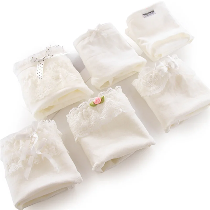 Нижнее белье для девочек 4 шт./лот хлопковые кружевные трусики с бантиком оптовая