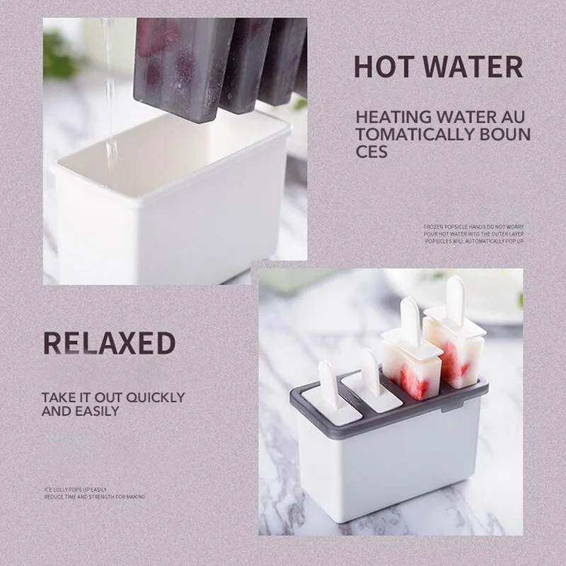 4 ячейки DIY льда популярные производители пищевой PP форма для мороженого лоток