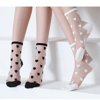 breathable ultra thin women socks mesh transparent lace silk crystal flower print girls elastic ankle socks short female sox