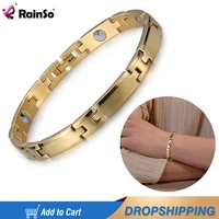 rainso luxury magnet bracelet stainless steel with germanium healthy girls jewelry bracelet homme bio energy bracelets for women