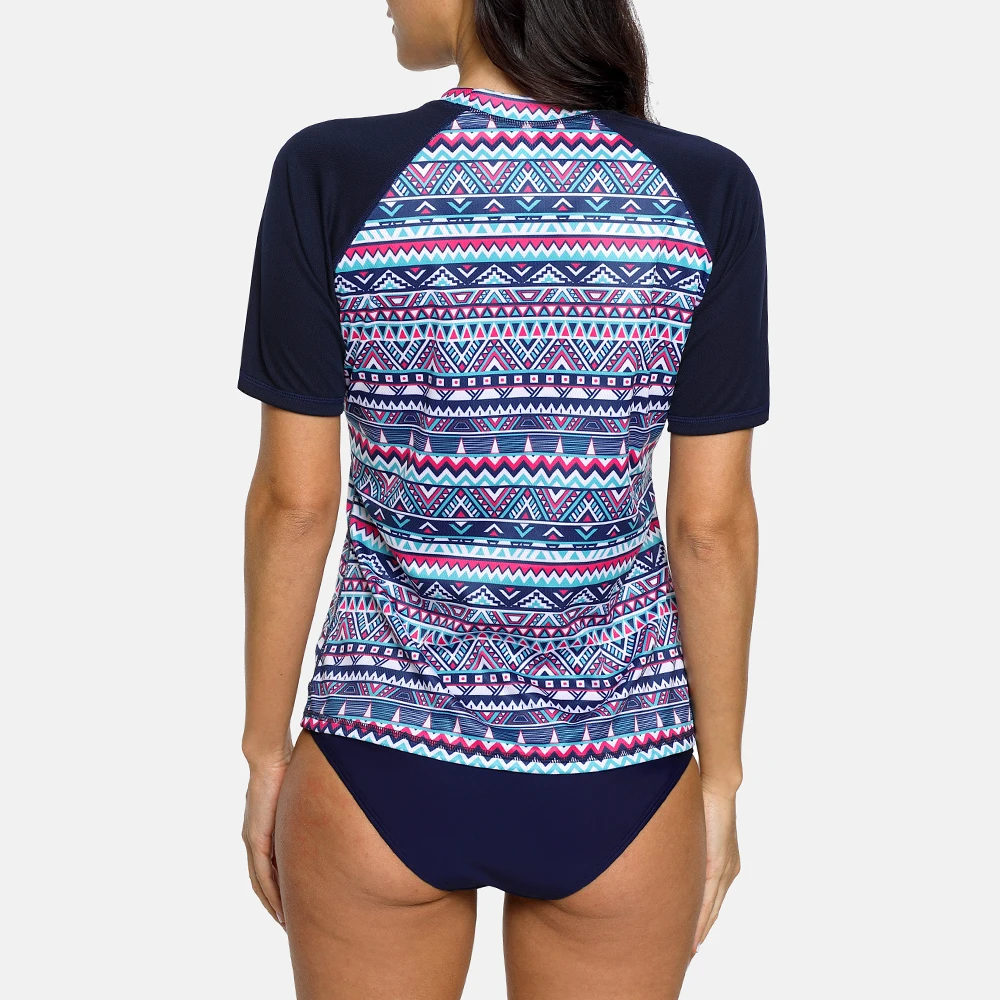 Женские быстросохнущие рубашки Anfilia с коротким рукавом топ Rashguard ретро