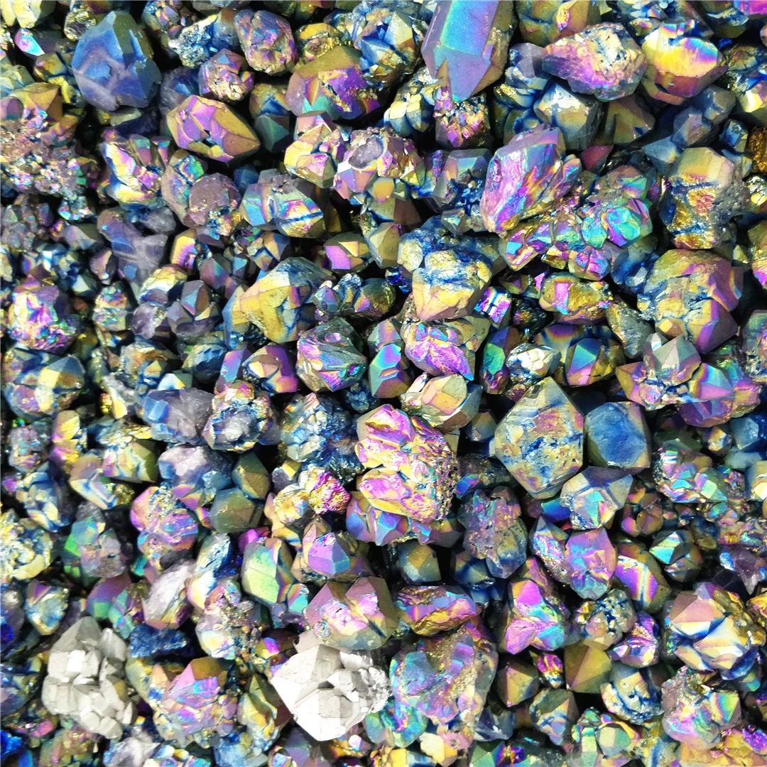 

Natural Mineral Specimen Quartz Flower Crystal Cluster Electroplated Dog-Teeth Colorful Plating Crystalline Teeth Crystalfang