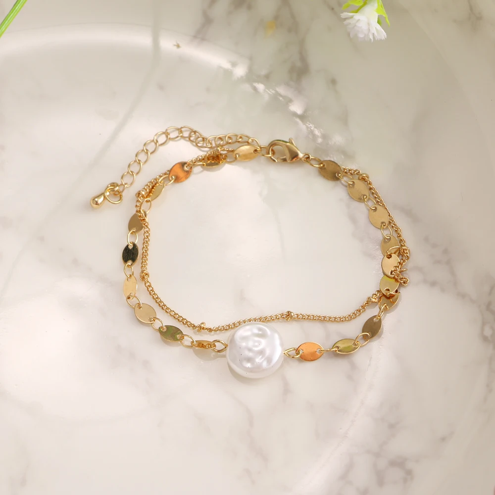 IPARAM богемный винтажный жемчужный застежка OT браслет для женщин нерегулярный