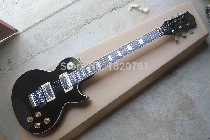 

Free shipping Top quality Musical Instrument Black LP standard Electric Guitars with Floyd Rose Tremolo 140501