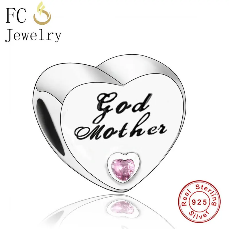 God mother FC ювелирные изделия подходят Пандора Шарм браслет 925 пробы серебро тетя Папа Мама Любовь Сердце Бусы делая семья ребенок Berloque Горячая - Цвет: God mother