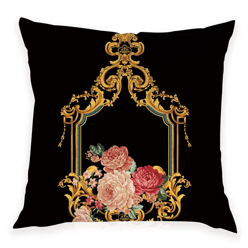 Персиковые наволочки в стиле ретро с цветочным узором для дивана кровати офиса