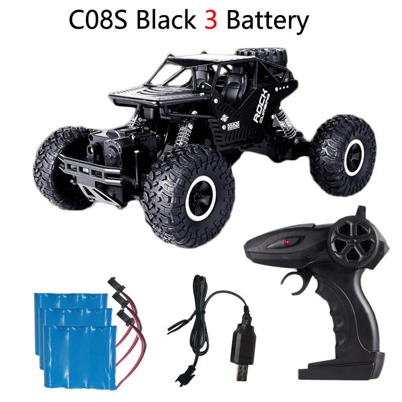 Teeggi C08S игрушки на дистанционном управлении RC автомобиль 1:16 4WD скалолазание автомобиль Bigfoot внедорожник игрушка для детей подарок Двойные двигатели - Цвет: Black 3B