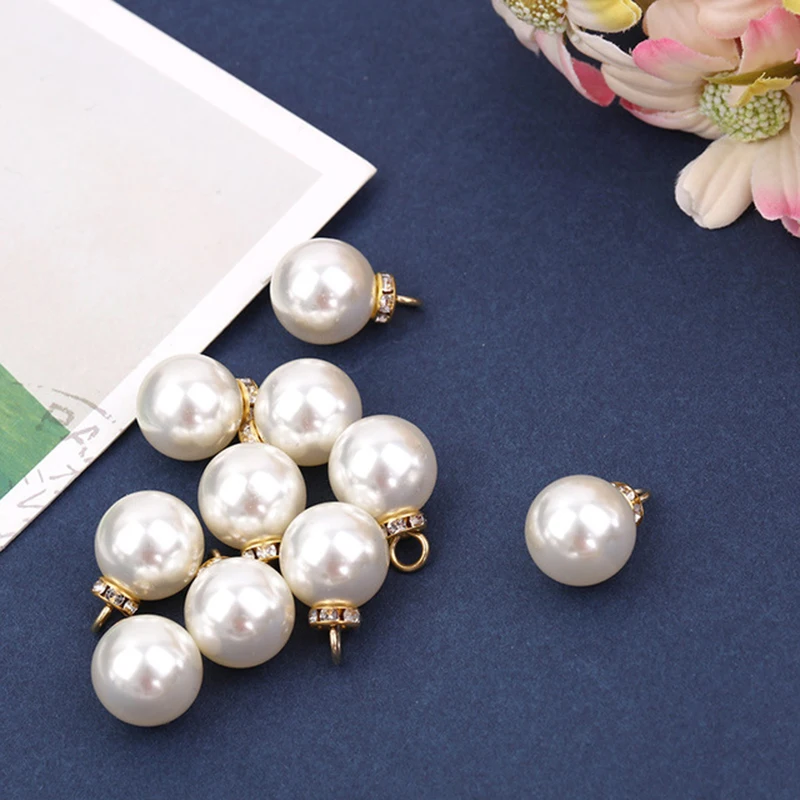 Круглые пластиковые пуговицы с имитацией жемчуга 8 16 мм 20 шт.|Стразы| |