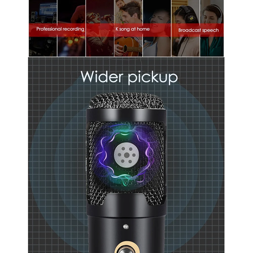 Кардиоидный конденсаторный микрофон USB-микрофон со штативом для записи