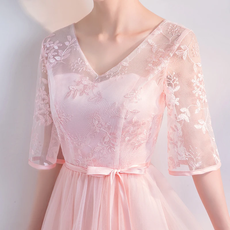 Тюлевое платье ниже колена размера плюс розовое элегантное подружки невесты с