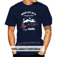 new mens when life gets complicated i go fishing t shirt