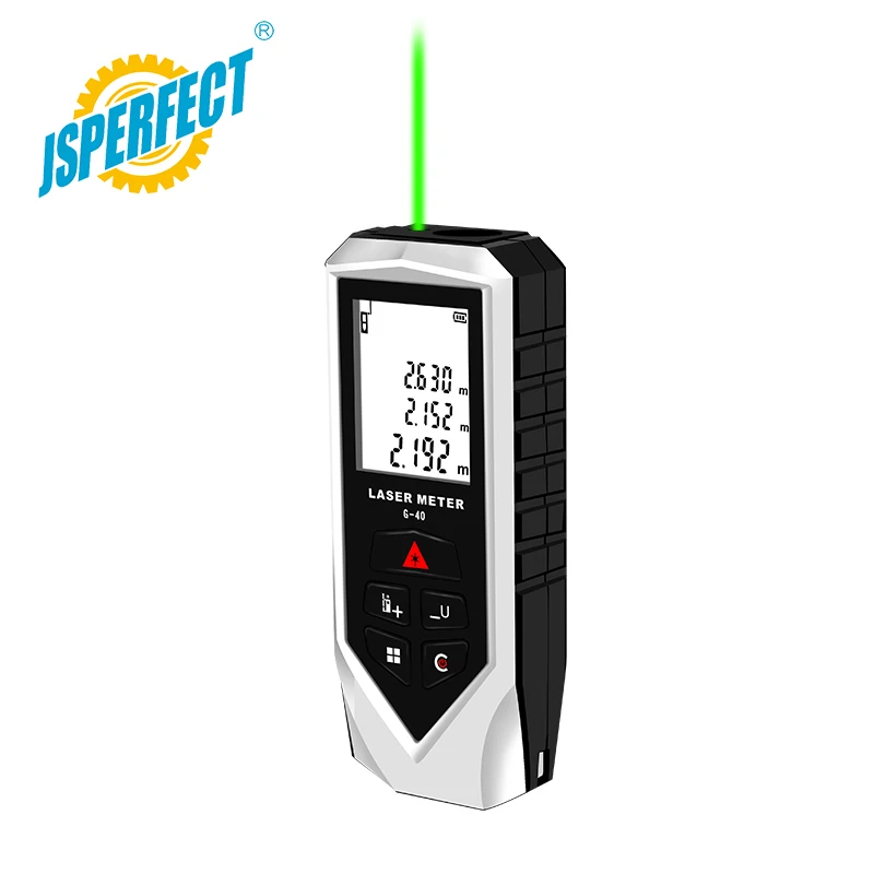 

Green hand-held laser range finder volume measure