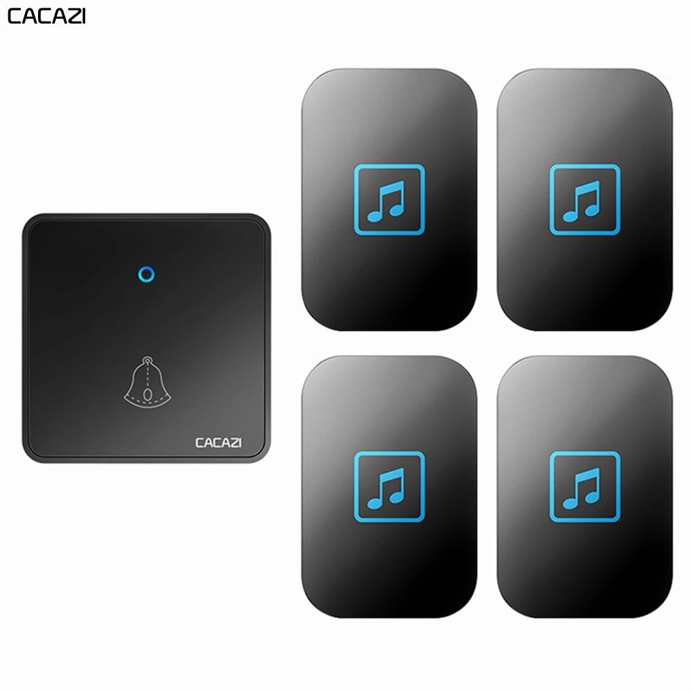 CACAZI Home Wireless Doorbell Waterproof 300M Remote 60 Ring