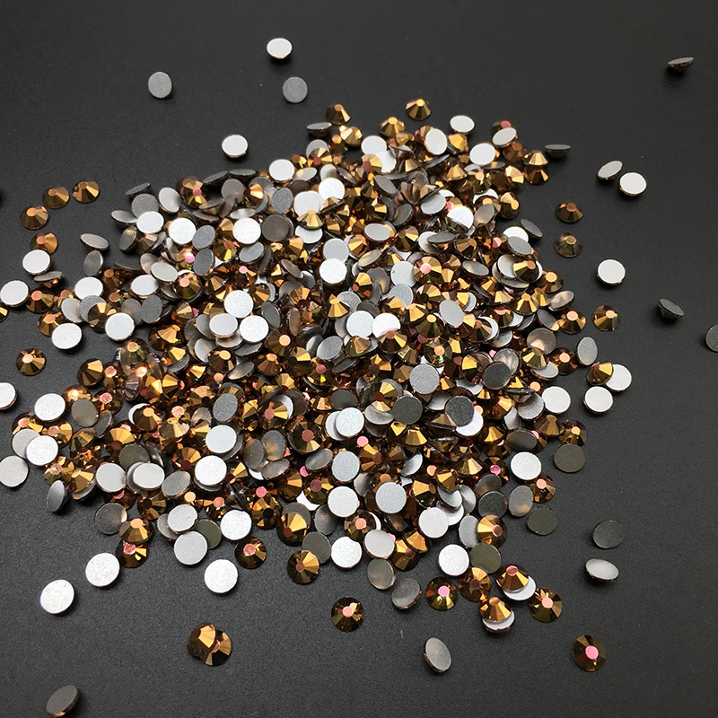 

Good Quality Gold DIY Strass Crystal ss3-ss30 Non HotFix Nail Art Flatback Rhinestones for Clothes Decorations