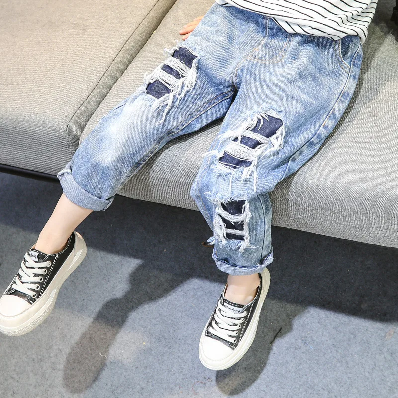 

Dropshipping Toddler Jeans for Girls Pants Fashion Girls Jeans Baby Girls Autumn Children Clothes Denim Jeans with Holes