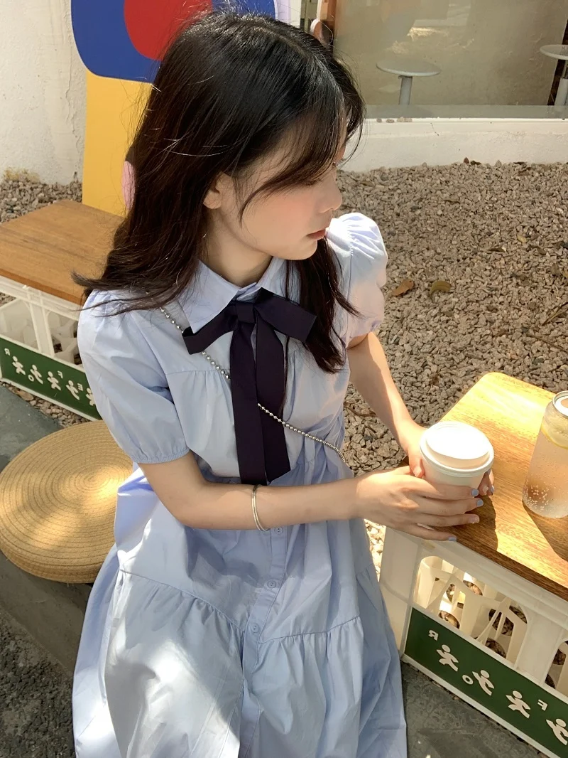 Женское платье-рубашка свободного покроя с рукавом-фонариком | Женская одежда