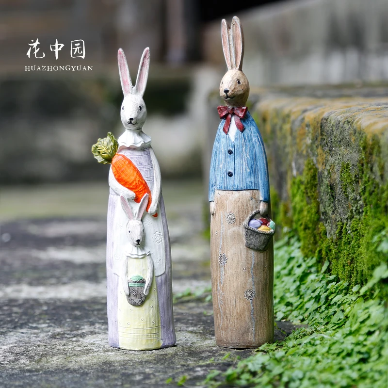 

Rabbit Cartoon Ornaments Gardening Garden Outdoor Garden Decoration Resin Crafts Home Creative Cute Small Animal
