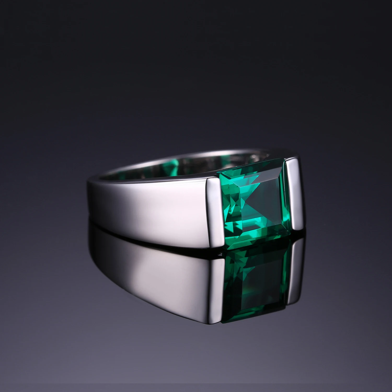 Jewelrypalace Для мужчин площади 2.2ct Зеленый создания Изумрудный Обручение кольцо 925 Щепка для Для мужчин Модные украшения