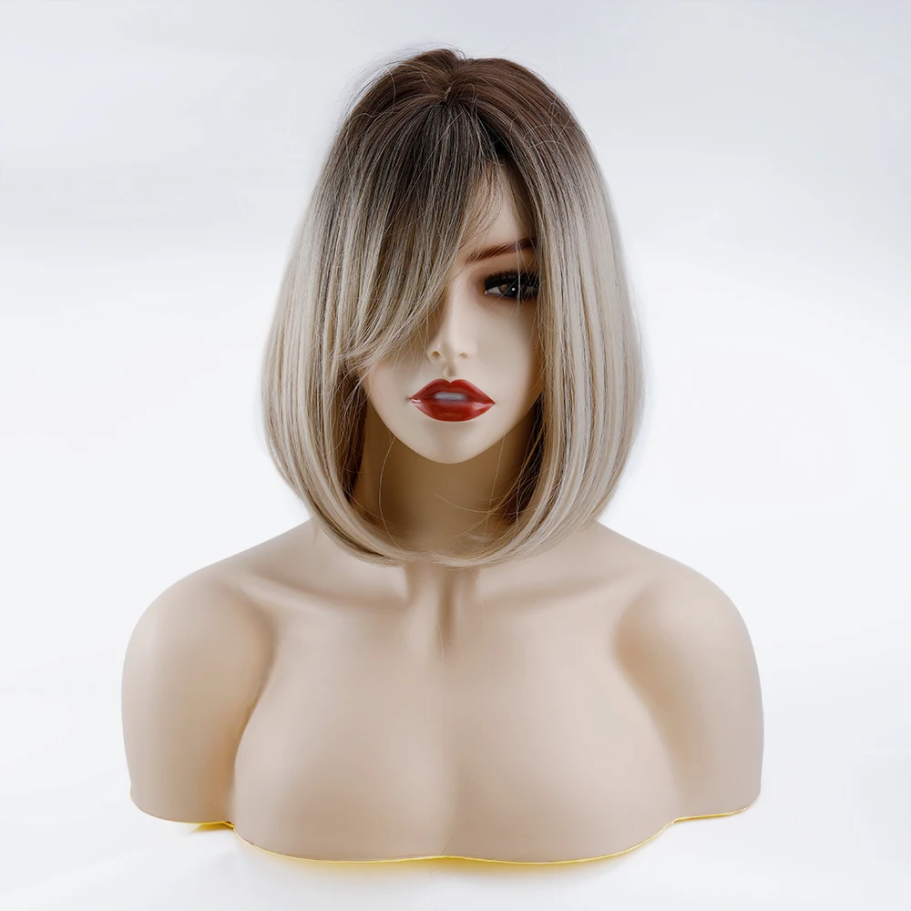 

Synthetic Women's Wigs with Bangs Short Bob Wigs Colored Hair Cosplay Wig Machine Wigs Cheap Wig for Women Heat Resistant